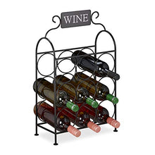 Relaxdays Portabottiglie, 9 Bottiglie, Cantinetta Decorativa per Cucina e Salotto, Metallo, HLP: 55 x 34 x 17,5 cm, Nero