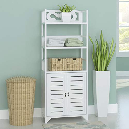 FAMIROSA Armadietto per Bagno Albuquerque in Legno Bianco 46x24x117,5 cm