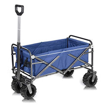 NJYT Giardino Carrello con 4 Ruote Heavy Duty Pieghevole Pull Wagon Handcart Carrello Pieghevole Giardino Trasporto Carrello Pieghevole Portatile Beach Camping Carrello (Color : Blue)