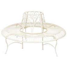 Panchina Giardino Albero panchina Giardino Ferro Bianco Crema Stile Antico 146cm