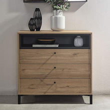 VS Venta-stock Cassettiera Javea 3 cassetti e 1 nicchia, Color Legno e Nero, 80 cm (Larghezza) 40 cm (profonditá) 79,5 cm (Altezza)