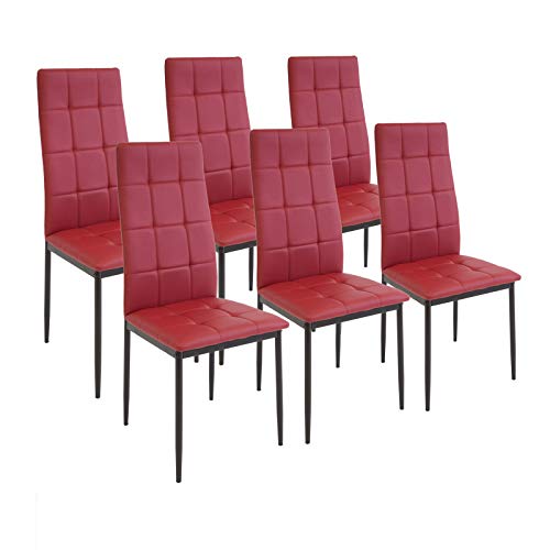 Albatros Sedia per Sala da Pranzo Rimini, Set di 6 sedie, Rosso, SGS Testato