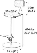 WZX Seggiolone Girevole Sgabello da Bar in Velluto con Schienale Sgabello Alto in Metallo Pedale Rettangolare Regolabile in Altezza 65-80Cm