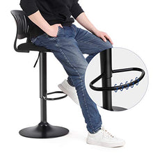 SONGMICS Set di 2 Sgabelli da Bar, Sedie Regolabili in Altezza con Schienale a Forma di Corona, Sedile Imbottito Confortevole, Poggiapiedi e Fodera a Rete Traspirante, Girevole a 360°, Nero LJB04BK