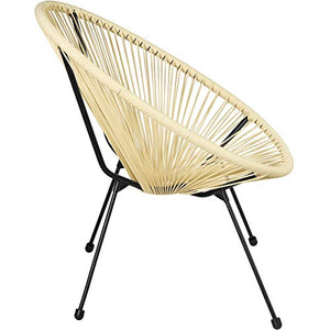 TecTake 800730 Set di 2 Sedie Acapulco con Tavolo, Poltrone da Relax, Robusto Telaio in Acciaio, Stile retrò, Outdoor Giardino Terrace -Disponibile in Diversi Colori (Beige | No. 403310)