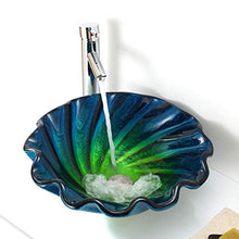 Lavandini bagno Lavabo da Bagno in Vetro Lavabo da appoggio in Metallo Controfiletto Fluted Wave Patel Flower Bowl, Verde 0711