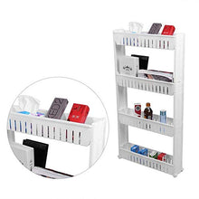 CHHD Scaffale portaspezie Estraibile a 4 Livelli, scaffale da Cucina Bianco, Carrello portaoggetti, mensola da Bagno con Ruote girevoli per Cucina, Lavanderia, Garage, Soggiorno, Camera
