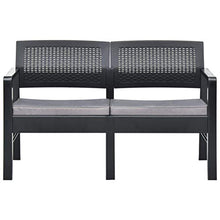 Festnight Panchina da Esterni, Panche da Giardino 2 Posti, Panchina Panca da Giardino con Cuscini Plastica Antracite 120 cm