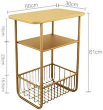 TONG HXF- Piccolo Soggiorno tavolino Rack di stoccaggio Scaffale a Terra Squisito capezzale del ripiano Ferro Multifunzionale Durevole (Color : Gold)