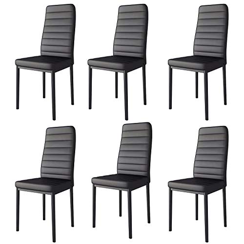 Muebles Home - Set di sedie da cucina con schienale alto e schienale alto, in pelle PU, gambe in metallo, angolo in attesa, sala da pranzo e sala da pranzo