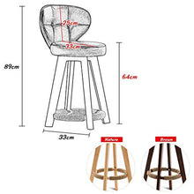 GYPPG Sgabelli Bar Alti, Sedia Moderna Imbottita in Tessuto Effetto Consumato con Schienale Basso e Gambe in Legno per Sala Pranzo, Cucina, bancone Bar - Sedile Marrone