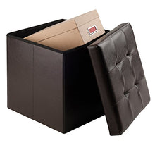 winsome Ashford legno massello ottomano con contenitore in ecopelle in espresso Finish