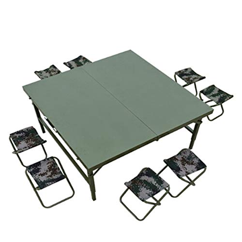 Set Tavolo e Sedia da Esterno Set da tavola e Sedia da Campeggio all'aperto, Tavolo da Campeggio Verde Militare, Tavolo e Sedia da Esterno a Nove Portatili all'aperto