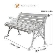 Panchina per terrazza del parco Panchina per il tempo libero all'aperto, Panchina da giardino resistente alle intemperie con struttura in ghisa e legno massello anticorrosivo, Panca da cortile a 2-3