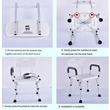 TOYS Sgabello Doccia/Sedile da Doccia con Schienale e Braccioli Sedile da Vasca, Sedia Regolabile in Altezza per Anziani, Piedini in Gomma Antiscivolo