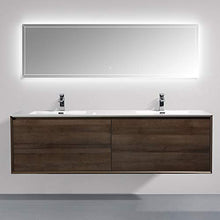 Mobile da bagno sospeso Freya 1900 effetto legno- cassetti con illuminazione a LED