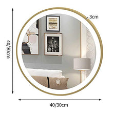 Specchio rotondo a LED Specchio per il trucco a parete Smart Touch Oro / bianco Camera da letto per la casa Bagno Specchio per il trucco Diametro 30 cm / 40 cm Specchio ad alta definizione