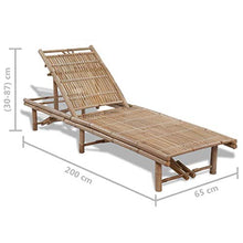 vidaXL Lettino Prendisole da Giardino in bambù Regolabile Sdraio Spiaggia