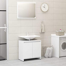 mewmewcat Set di 2 mobili da Bagno con Specchio a Parete, unità da Pavimento sotto Il lavandino, Bianca