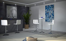 Songmics 2 x Sgabello da Bar/Cucina, finta pelle, Regolabile e Girevole a 360°, Schienale e Poggiapiedi, Struttura in Acciaio Cromato, Peso max: 200 kg, Bianco LJB64W, PU, 38 x 44,5 x (95-115) cm