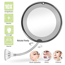 BD.Y Specchi per Trucco Specchio ingranditore LED 10X Specchio con Luce LED Rotazione 360 Specchio Flessibile per Bagno