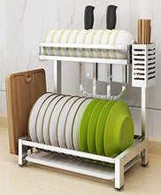 &ripiano di stoccaggio Scaffale di stoccaggio della cucina, Scolapiatti in acciaio inossidabile Scolapiatti Bacchette multifunzione for uso domestico Tagliere Scaffale Unità -2 Strati Scaffale di fini