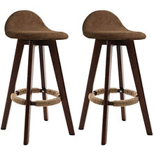LUSTAR Set A Barre Rotante A 360 ° di 2 Sgabello Regolazione Dell'altezza Contatore da Cucina con Schienale PU/Cuscino in Lino Brown-Linen-Brown -60cm