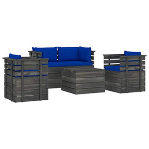 FAMIROSA Set Divani da Giardino su Pallet 5 pz con Cuscini Massello Pino-1825