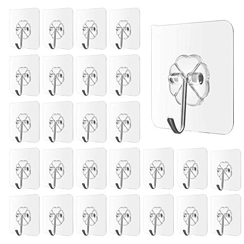 FYSL 50 Pezzi Ganci Adesivi Trasparenti,Autoadesivo Gancio Adesivo Bagno,Gancio Adesivo Bagno Ganci Portasciugamani Ganci da Parete per Cucina Bagno Porta Soffitto