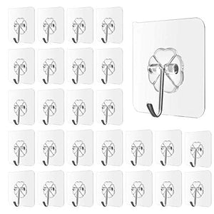 FYSL 50 Pezzi Ganci Adesivi Trasparenti,Autoadesivo Gancio Adesivo Bagno,Gancio Adesivo Bagno Ganci Portasciugamani Ganci da Parete per Cucina Bagno Porta Soffitto