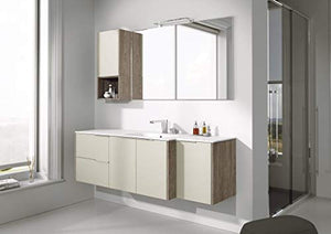 Mobile da bagno bianco opaco c/lavabo e specchio rett. - Base con 3 ante, 2 cassetti, lavabo integrato