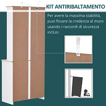 homcom Credenza Moderna in Legno MDF Bianco con 2 Vetrinette e 1 Scaffale con Mensole Regolabili, 80 x 37 x 183 cm