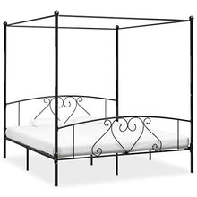 SKM Letto a Baldacchino Nero in Metallo 200x200 cm