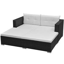 Festnight Divano Modulare da Esterno in Polirattan,Lettino Prendisole da Giardino Reclinabile Polirattan,Set Divano Letto Modulare a 2 Posti da Giardino in Polirattan Marrone