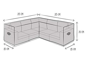 Schutzhülle Set: copertura 215 x 215 cm per mobili lounge da giardino a forma di L + tasca per 6 – 8 cuscini