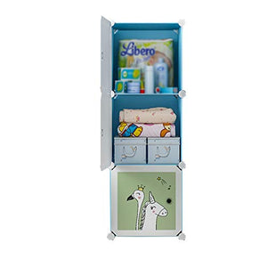 Locker 3-Gitter Armadio Armadio Rimovibili di Plastica Noleggio Scaffali Abbigliamento Home Camera Dormitorio Blu 39X37X111CM MUMUJIN
