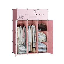 Moderna semplice combinazione armadio matrimoniale camera da letto matrimoniale materiale di stoccaggio semplice guardaroba assemblaggio di plastica (rosa) armadio combinato (Dimensione: 111x47x147cm)