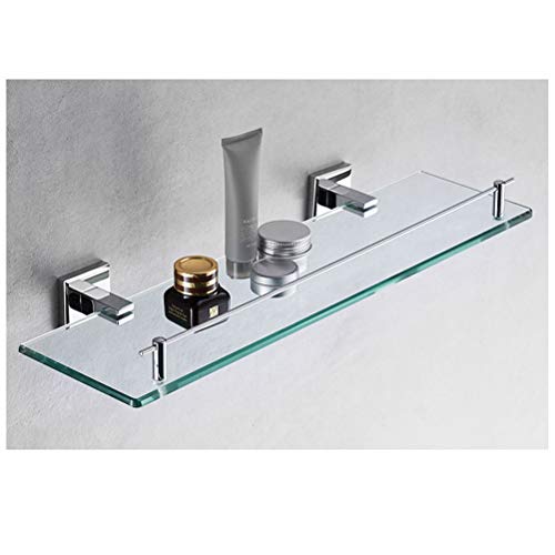 ABBD Portaoggetti Moderno in Vetro per Bagno Montato a Parete con Barra portasciugamani in Ottone Cromato Lucido e rotaia, vano Doccia per lavandino del bagno-45cm