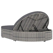 Festnight 2 Posti Lettino Prendisole con Tettuccio e Cuscino in Polyrattan Grigio Sedie a Sdraio da Giardino Doppio Lettino Prendisole 198 x 138 x 28 cm Grigio