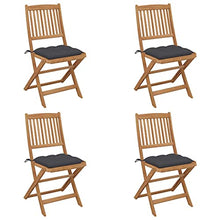 vidaXL Sedie da Giardino Pieghevoli 4 pz con Cuscini Massello Acacia