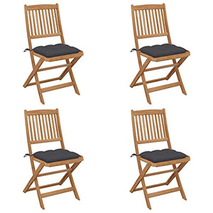 vidaXL Sedie da Giardino Pieghevoli 4 pz con Cuscini Massello Acacia