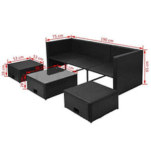 mewmewcat Set Divani da Giardino 12 pz in Polirattan Modulare Nero, 12 pz Set Divano 3 Posti con Tavolo e Sgabello Ottonano da Giardino Esterno