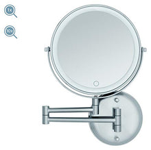 Libaro Specchio cosmetico a LED Venezia con ingrandimento 10x, montaggio a parete, cavo USB, luce bianca calda, dimmer