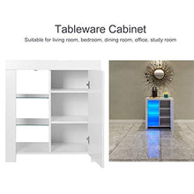 Credenza Cucina con 1 Ampio Scomparto e 1 Ripiano a 3 Ripiani, Credenza Soggiorno,Mobiletti con Luce a LED per Sala da Pranzo e Soggiorno, 75 x 35 x 83cm