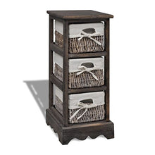 Lingjiushopping Contenitore marrone di legno con 3 cestini tessuti Dimensioni: 25 x 28 x 58 cm (L xW x H) Armadietti e stipi