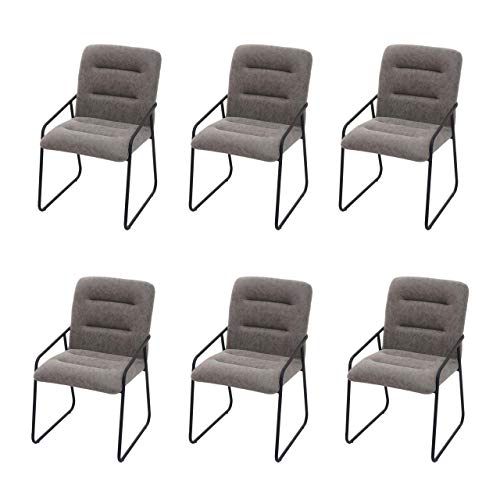 Set 6X sedie Sala Pranzo Soggiorno Cucina HWC-H45 Metallo Verniciato Ecopelle Grigio
