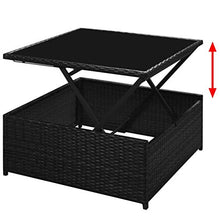 SKM Set Divani da Giardino 5 pz con Cuscini in Polyrattan Nero (71.25kg)