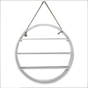 Semplicità Elegante Scaffale a Muro Scaffalature Sospese Scaffali in Stile Americano Iron Art Round Corda Di Canapa Divano Sfondo Libreria Libreria, 3 Strati, HJJ, bianca, Diametro 70 cm