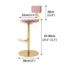GYPPG Sedie Bancone Cucina Colazione | Sgabelli Bar con Schienale | Altezza Regolabile 65-80 cm | Velluto Rosa