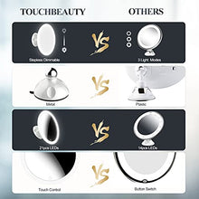 TOUCHBeauty Specchio Ingranditore 7X, Specchio Trucco con Luci Rotazione a 360°, Potente Ventosa, Tocco Intelligente per Bagno e Viaggi
